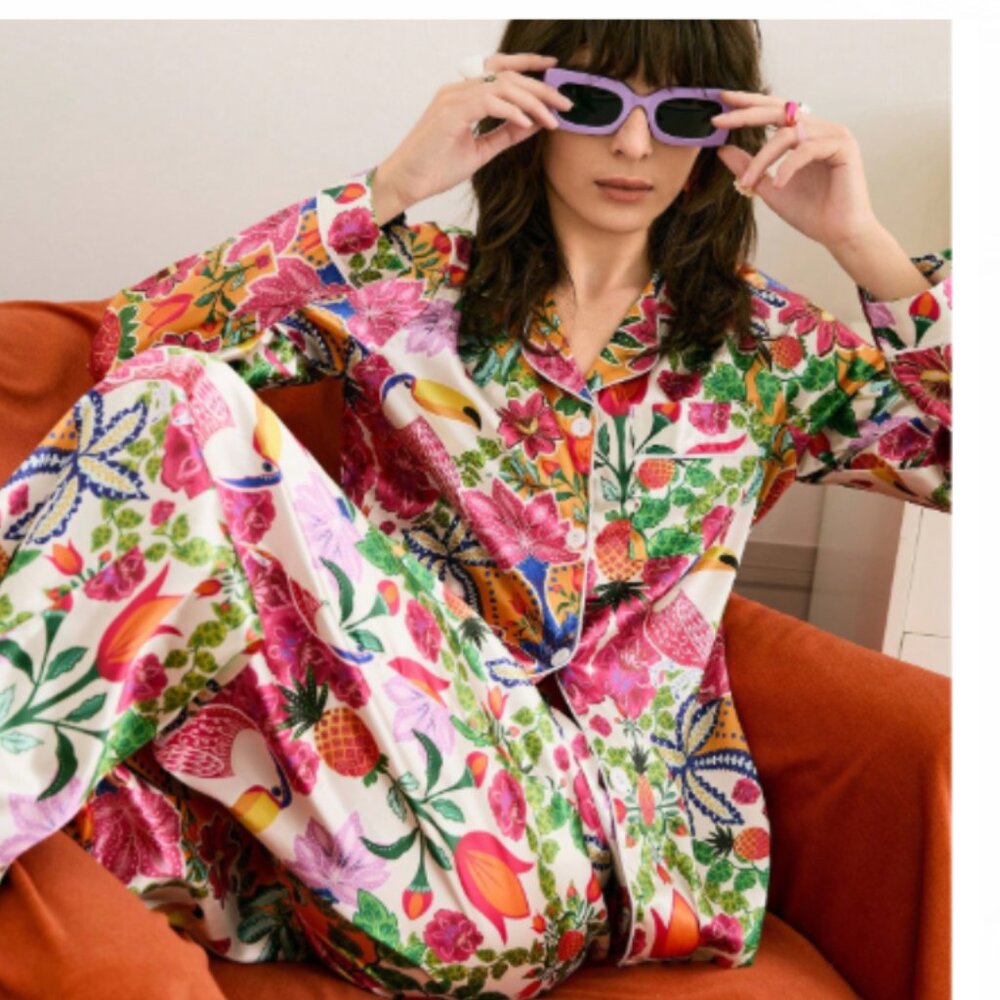 NEW Floral Satin Loungewear Pajama Set